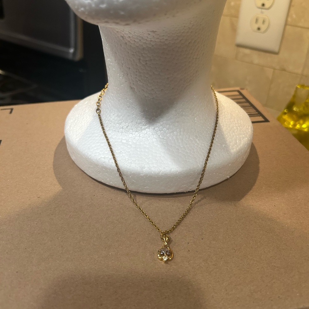NINA RICCI Gold Tone Pendant Necklace # 5 - Picture 2 of 3